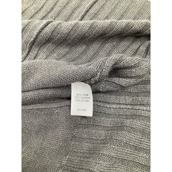 J. Jill Small Gray Short Sleeve Ribbed Hem Knit Dress Oversized Linen Maxi - Picture 8 of 9